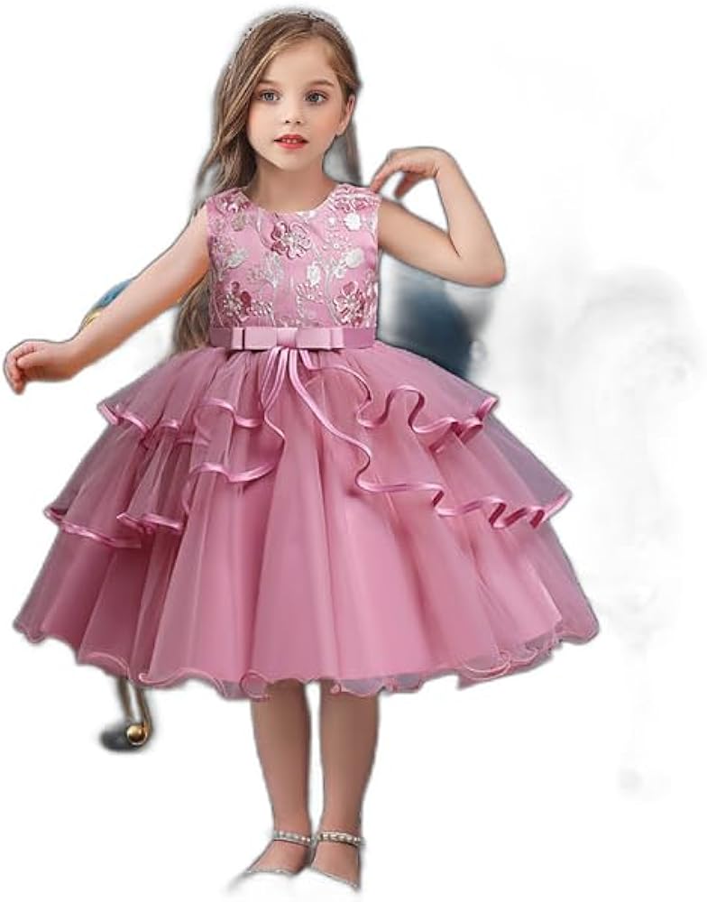 Kids Little Girls' Party Dress Solid Colored Layered Dress Mesh Patchwork Bow Blue