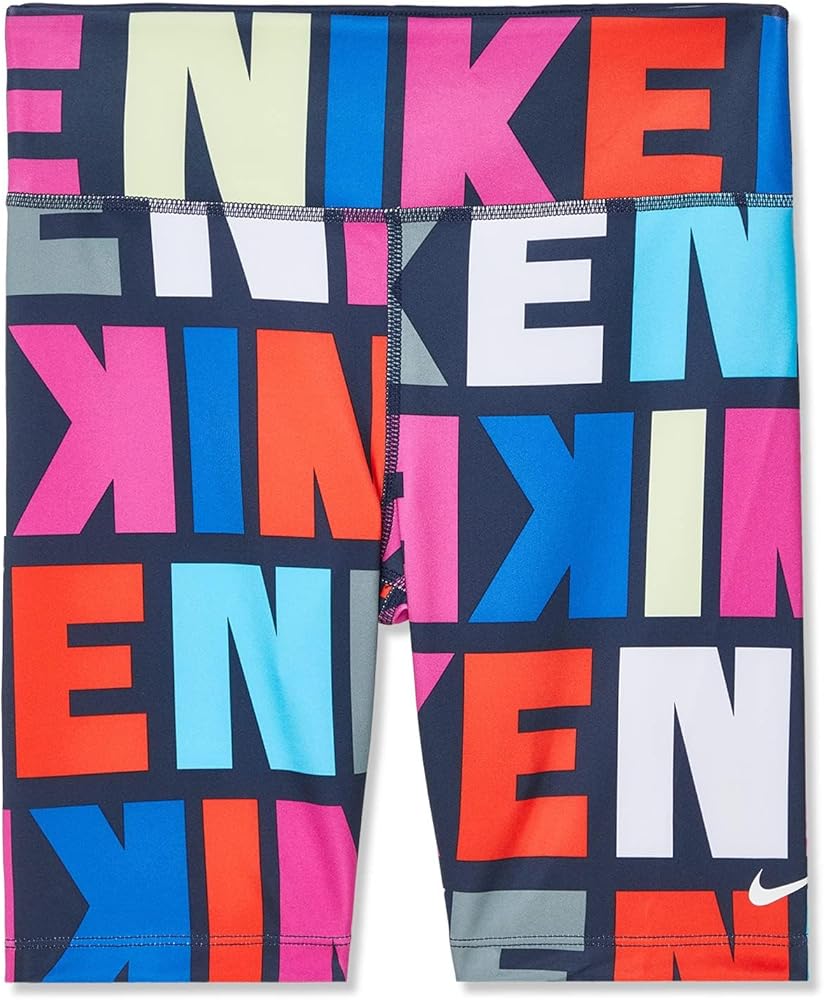 Nike Girl's DriFit One Bike Shorts (Little Kids/Big Kids) Obsidian/Obsidian/White SM (7-8 Big Kid)