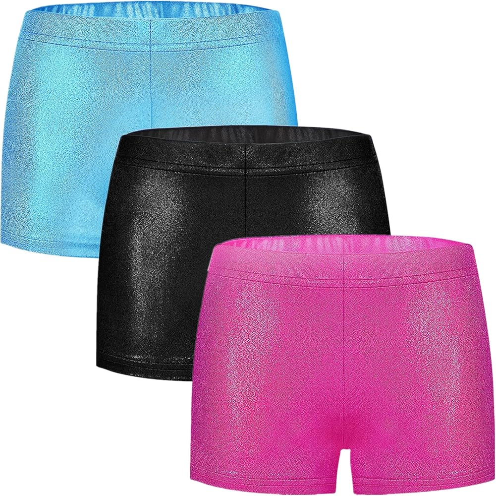 Girls Dance Short for Gymnastics Athletic Shorts Sparkle Glitter Tumbling Bottoms