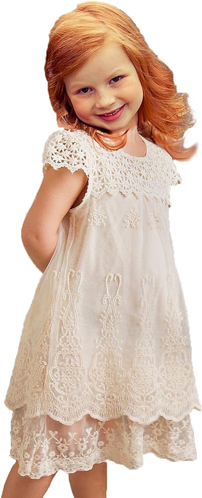 Cutiego Vintage Crochet Lace Dress flower girl dress Toddler dresses