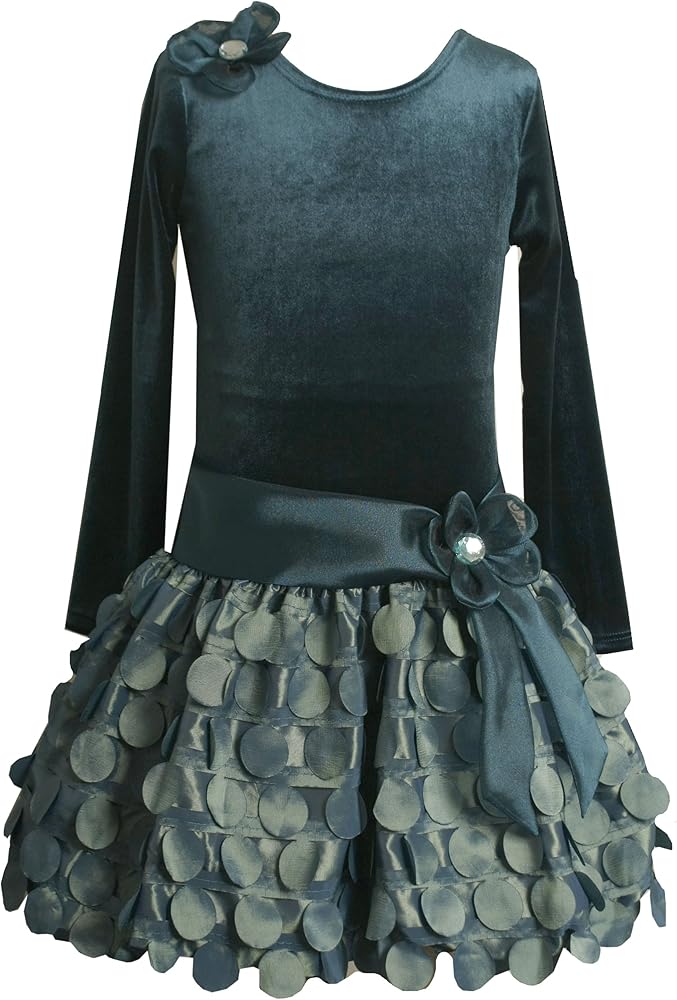 Bonnie Jean Little Girls' Stretch Velvet Bodice To Bubble Skirt Dress