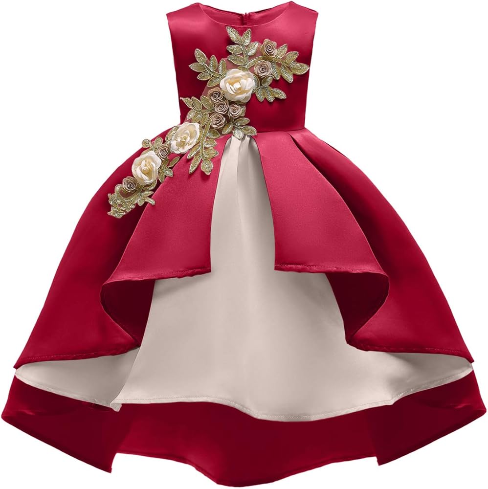 AIMJCHLD 2-9 Years Flower Girls Dress Wedding Bridesmaid Formal Midi Dresses