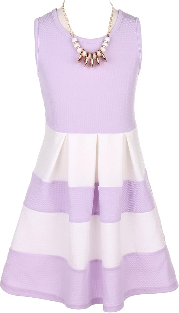 Dreamer P Sleeveless Dress Color Block Striped Summer Special Flower Girl Dress