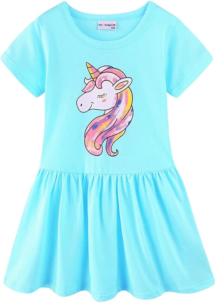 Mud Kingdom Little Girls Cotton Dresses Holiday Cute Cartoon Prints