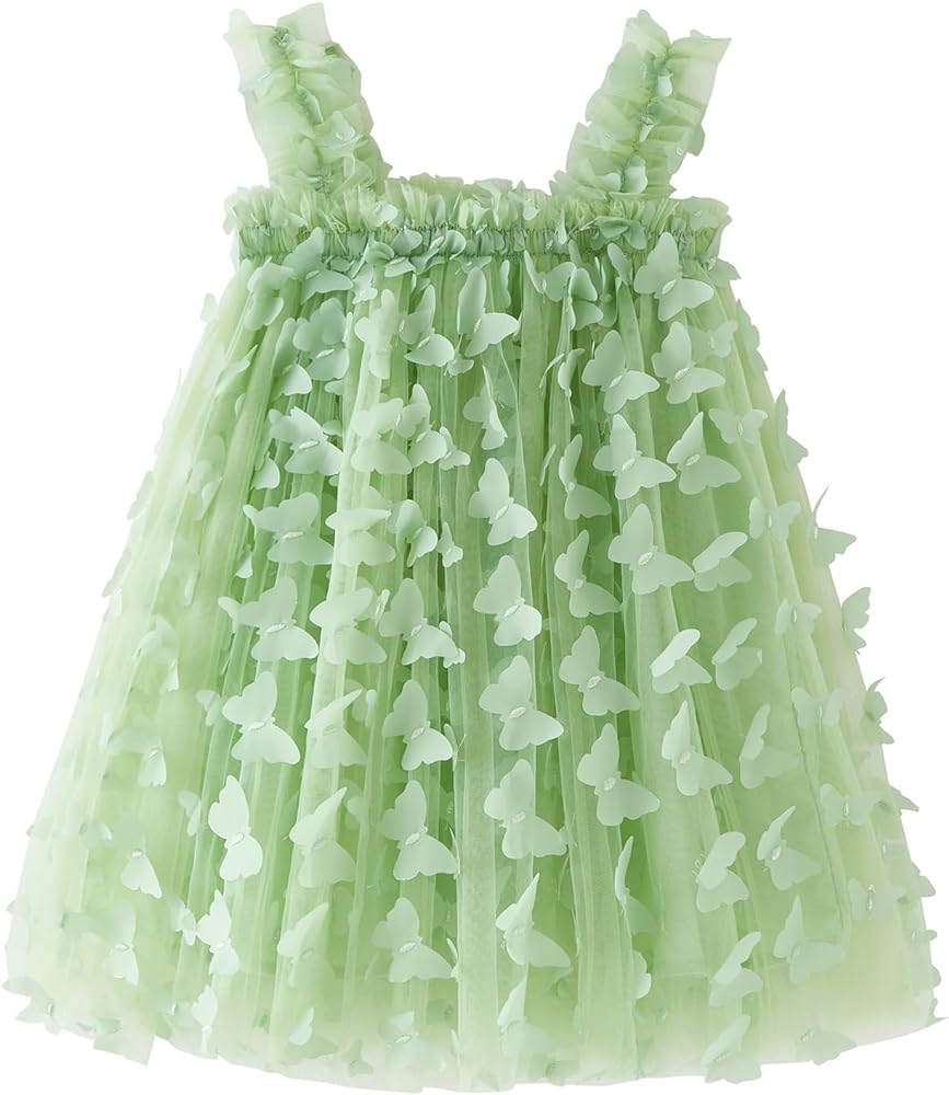 Toddler Girls Butterfly Tutu Dress Summer Tulle Dresses Size 6M-5T