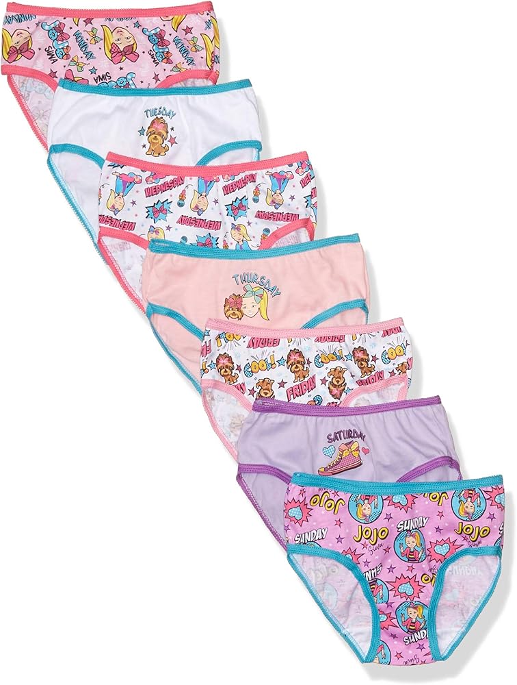 JoJo Siwa Girls Underwear Multipacks available in Sizes 4, 6, 8 and 10, 7-Pack 100% Combed Cotton_Day of the Week, 8