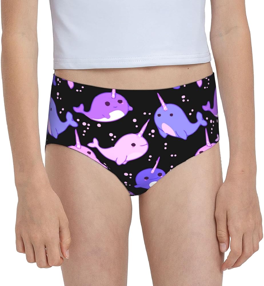 Augenstern Cotton Underwear Narwhal Unicorn Of Sea Girls'Briefs Soft Underpants Xx-Small White