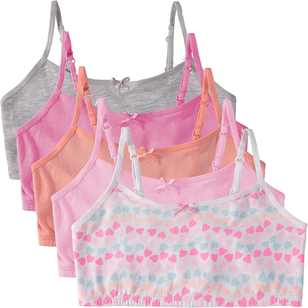 Girls Training Bra Cotton Stretch Bralette, 5-Pack (7-14)