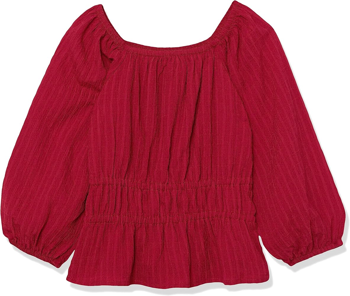 Speechless Girls' Long Sleeve Woven Peasant Top