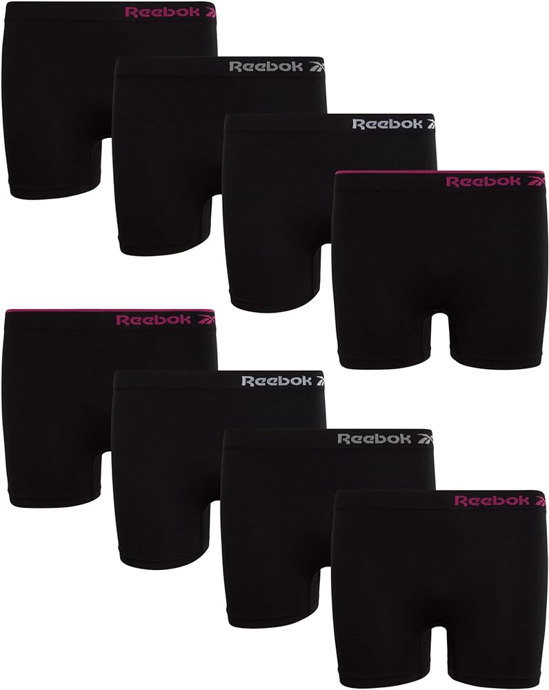 Reebok Girls’ Biker Shorts - 8 Pack Stretch Comfort Girls Underwear Seamless Shorties - Cartwheel Shorts for Girls (6-16)