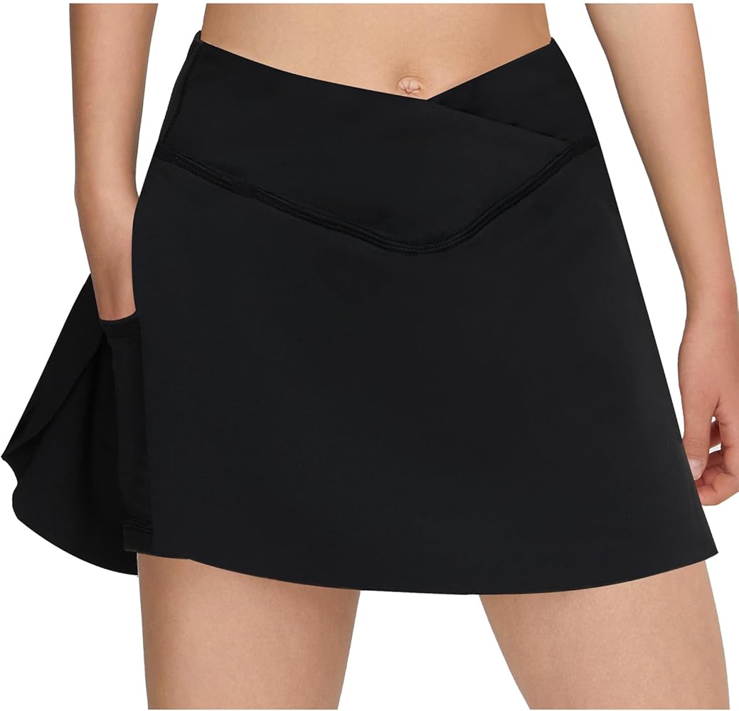 EPLAZA 2 in 1 Girls Pleated Tennis Skirt with Pockets High Wasited Athletic Crossover Design Workout Golf Skorts