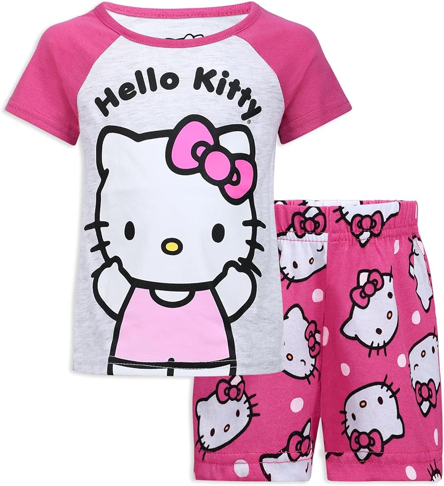 Hello Kitty Girls T-Shirt and Short Set for Infant, Toddler, Little and Big Girls - Pink