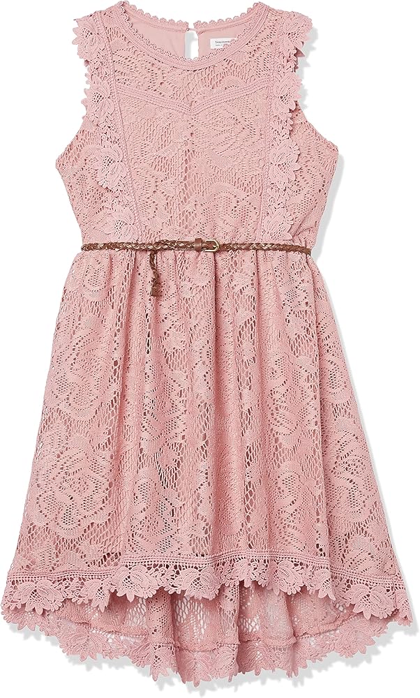 Beautees Girls' Sleeveless Victorian Lace Hi-Low Dress