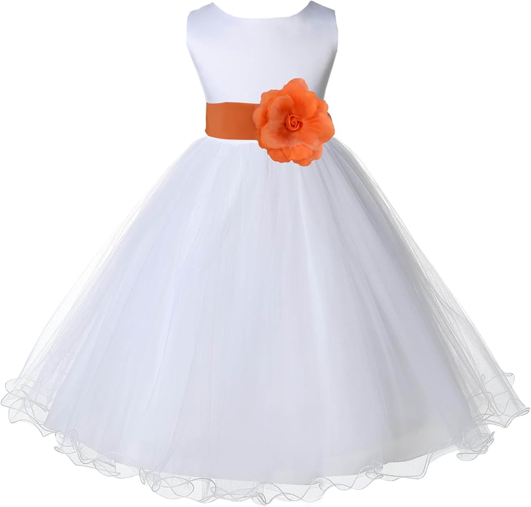 ekidsbridal White Tulle Rattail Edge Flower Girl Dress Wedding Tulle 829S