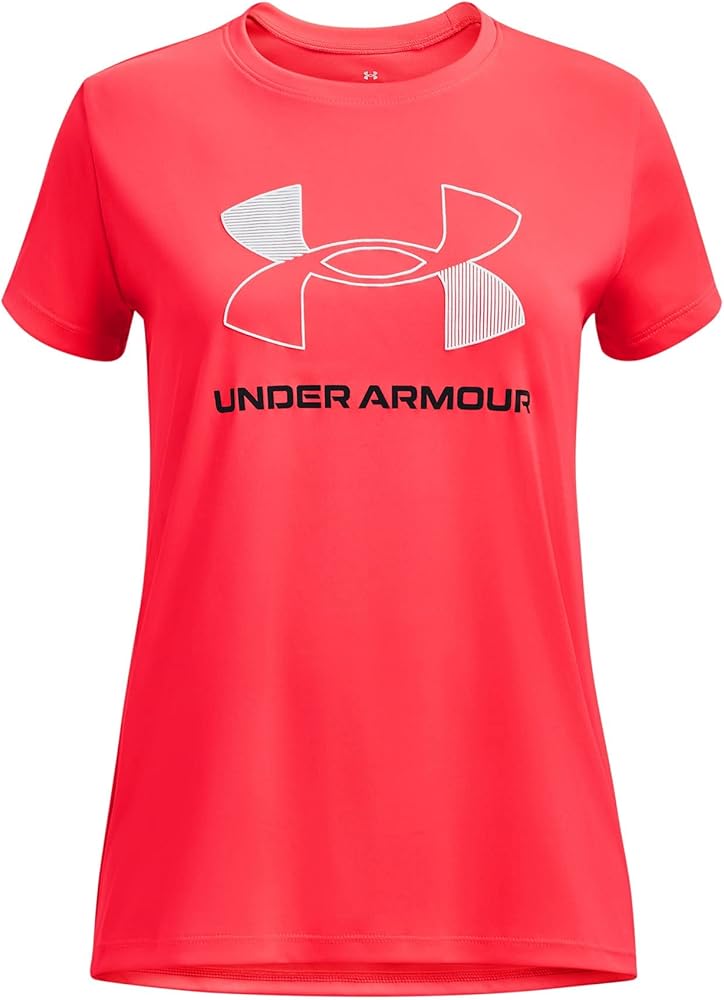 Under Armour Girls Tech Big Logo Short Sleeve T Shirt, (628) Beta / / White, X-Large