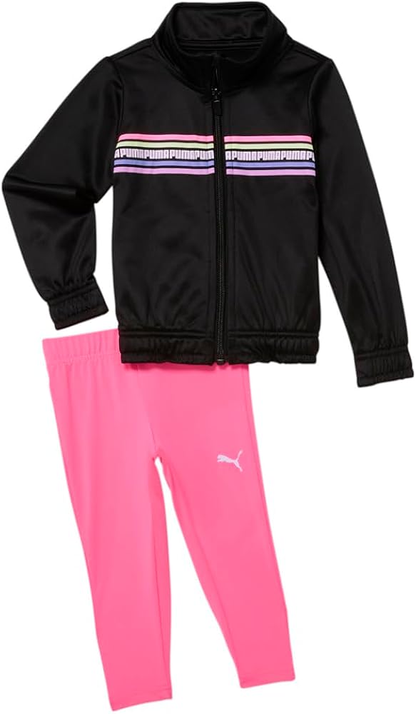 Puma Kids Girls 2Pc-Tricot Jkt & Leggings Athletic Tops Casual - Black, Pink