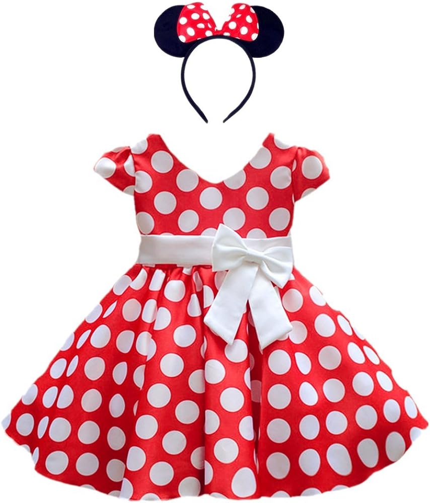 DreamHigh Girls Toddlers Cap Sleeves Skirt Vintage Polka Dot Dress with Headband