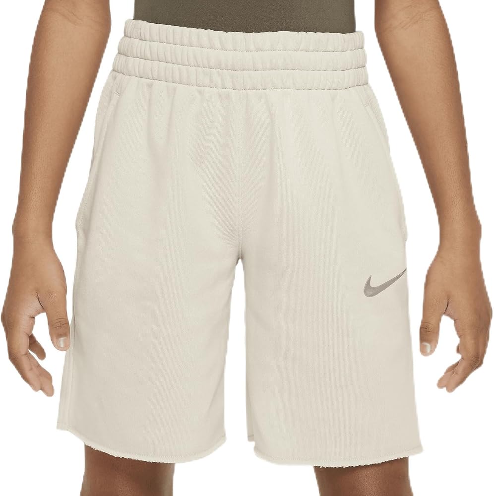 Nike Sportswear Big Kids' (Girls') Dri-FIT Fleece Shorts (Light Bone, FN8609-072) Size Medium