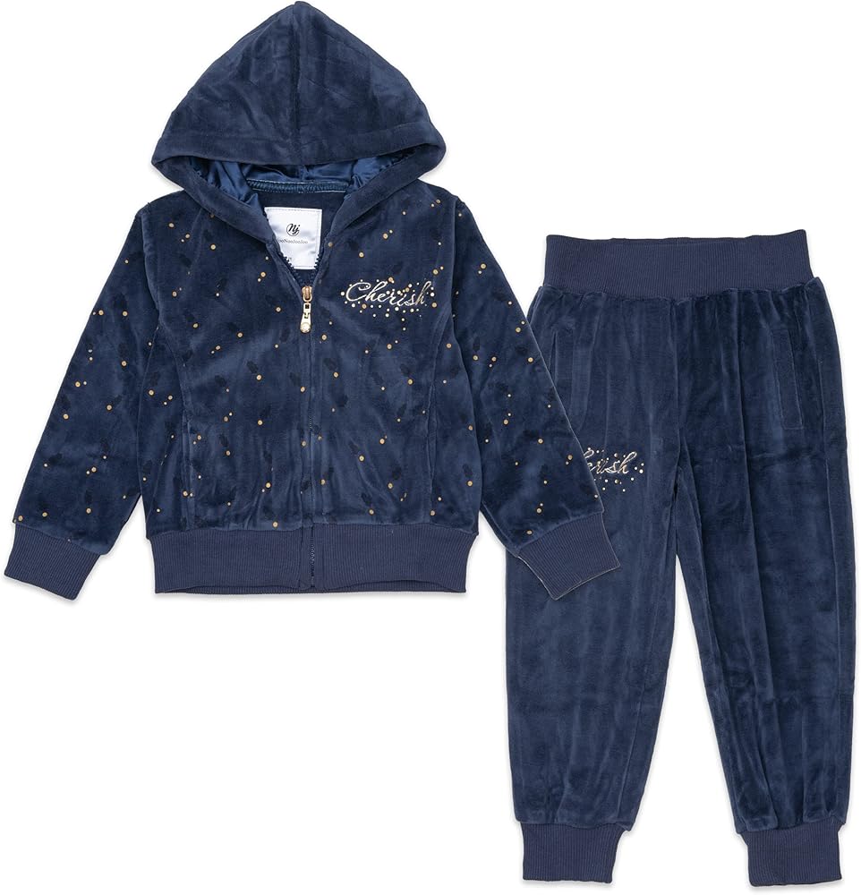 Kids Baby Girls Tracksuit Velour Hooded Jogger Pants Set Sweatsuit 2-10Years gift