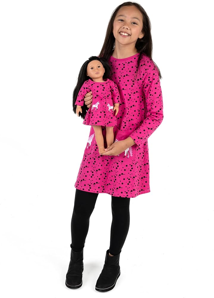 Leveret Matching Doll & Girls Dress 100% Cotton Variety of Styles (Size 2-14 Years)