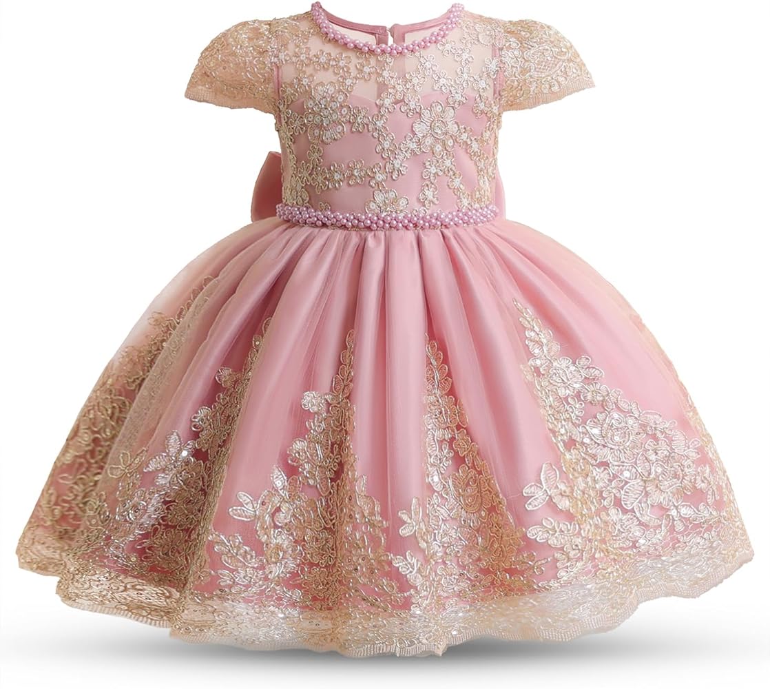 Nileafes Toddler Embroidered Lace Princess Dress Girls Wedding Bridesmaid Party Pageant Dresses