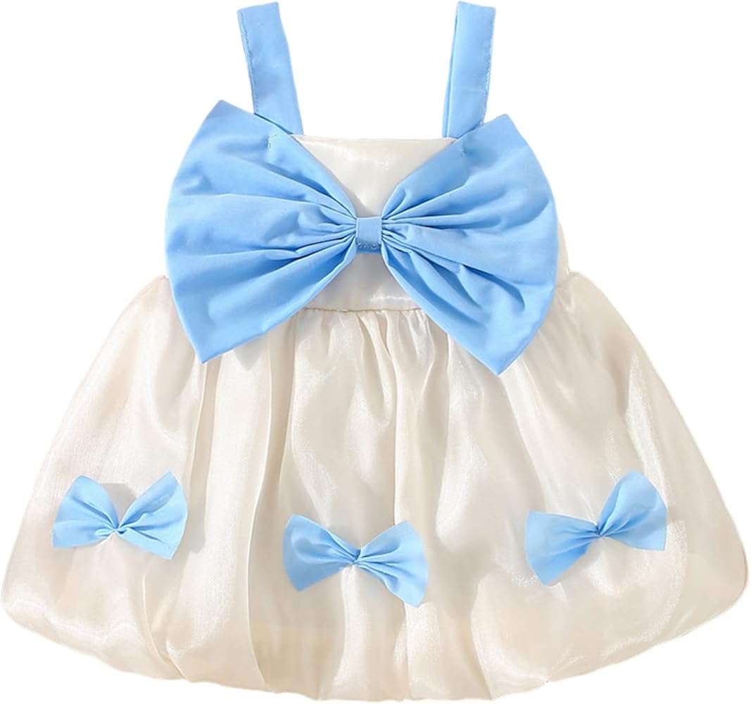 Toddler Girls Sleeveless Bowknot Ruffles Princess Dress Dance Party Dresses Clothes Flower Girl Dress Floor Length