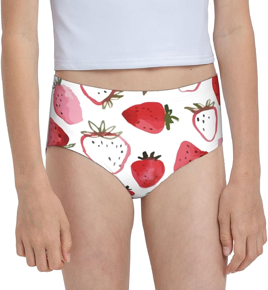 Augenstern Cotton Underwear Beautiful Strawberry Watercolor Girls'Briefs Soft Underpants