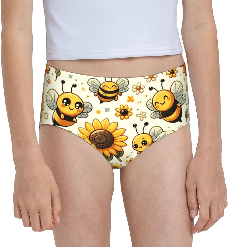 Augenstern Cotton Underwear Sunflower-Bee-Cartoon Girls'Briefs Soft Underpants