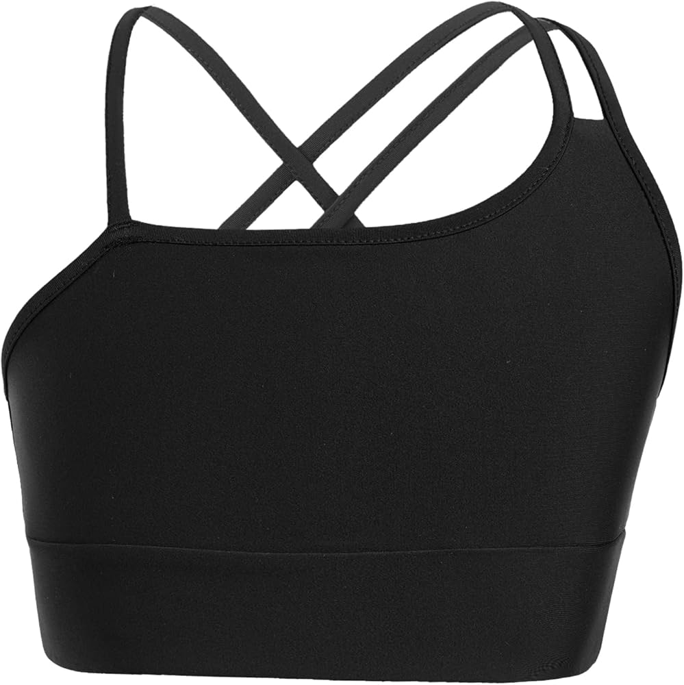 Kaerm Little Big Girls Solid Racer Back Dance Top Bra for Dance/Workout/Gymnastics Sports Bra