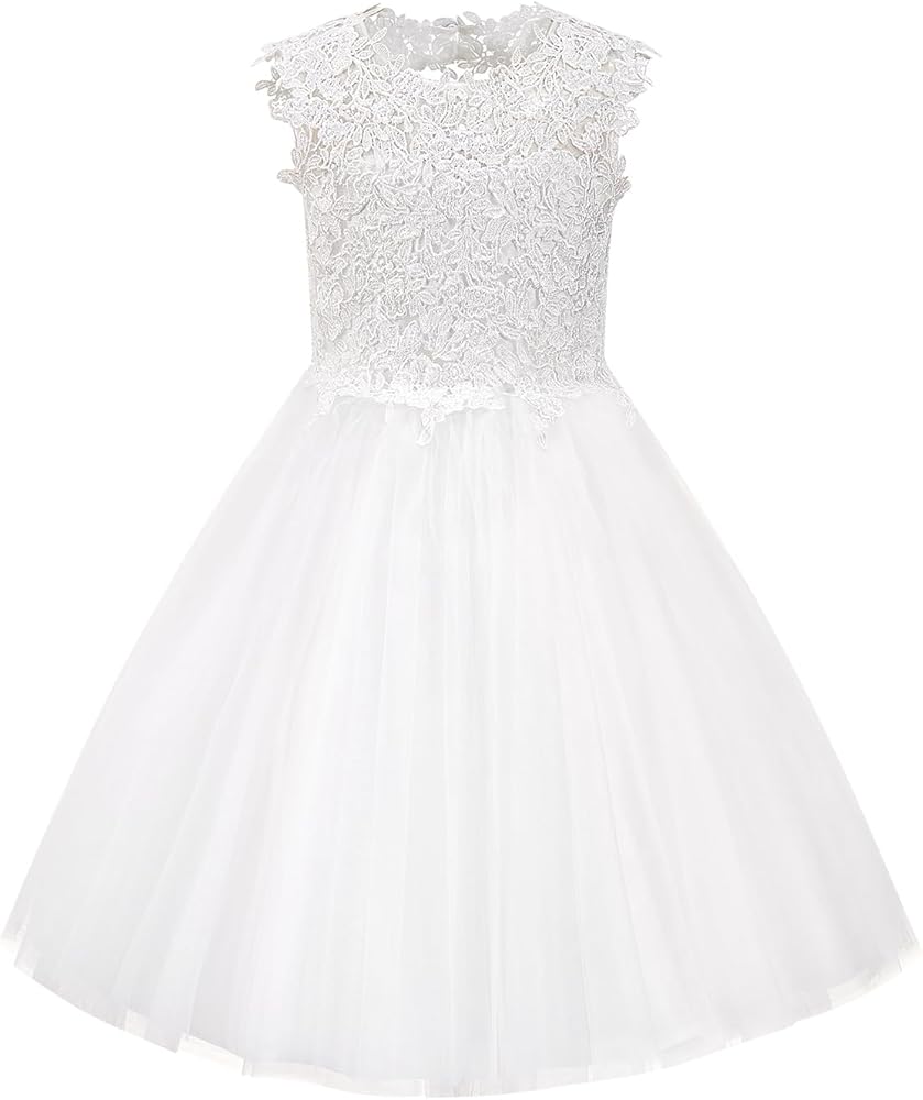 Miama Champagne Lace Tulle Wedding Flower Girl Dress Junior Bridesmaid Dress