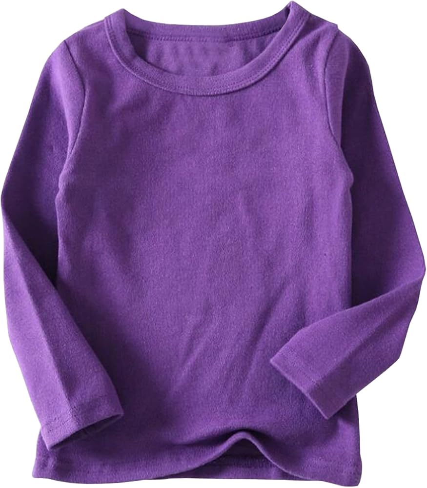 Niyage Toddler Soft Thick Crewneck Tee Tops Girls Comfort Basic Long Sleeve T-Shirt