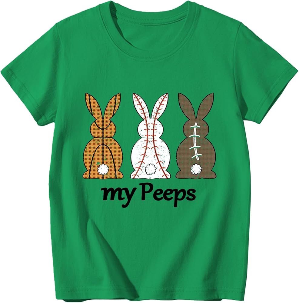 Boys Girls Easter Shirts Bunny Tshirt Short Sleeve Cotton Tee Funny Rabbit Graphic Tshirts 3-12 Years