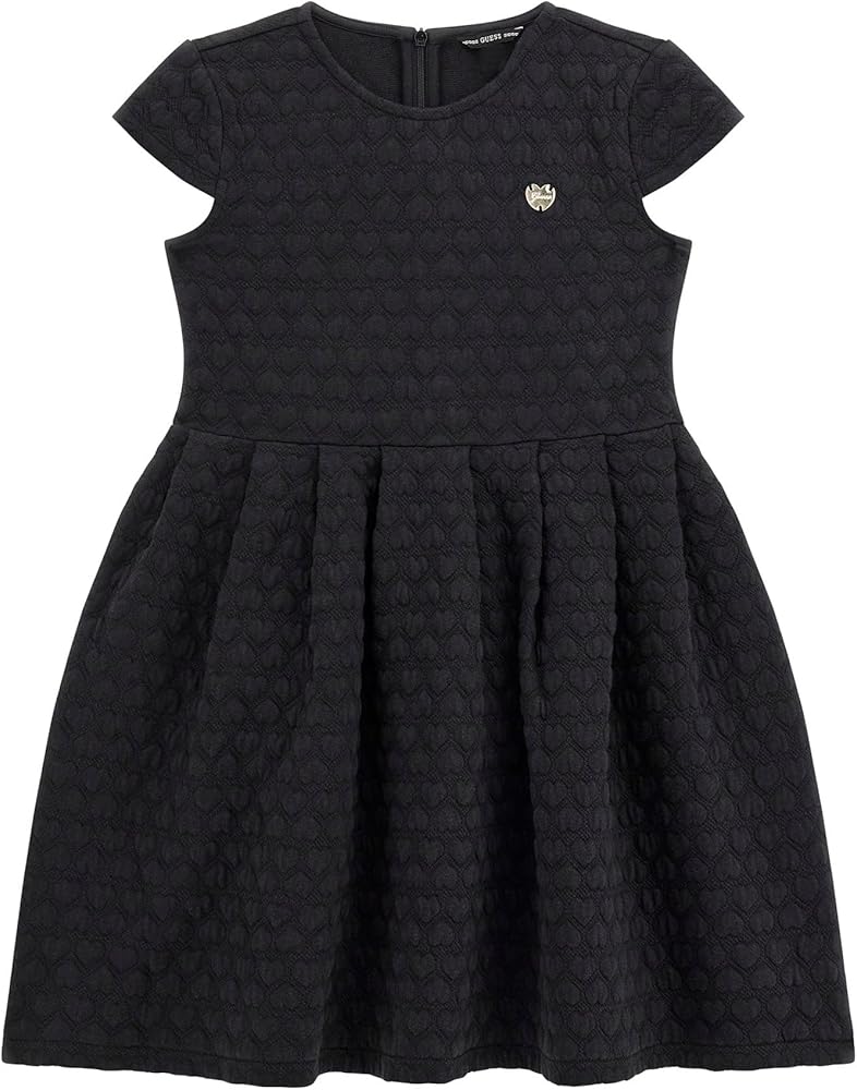 GUESS Girls' Short Sleeve Bonded Knit Heart Dress