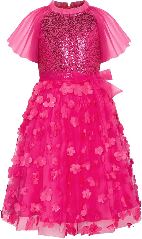 GRACE KARIN Girls Sequin Dress Ruffle Party Weeding Flower Shirred Tutu Dress 5-12