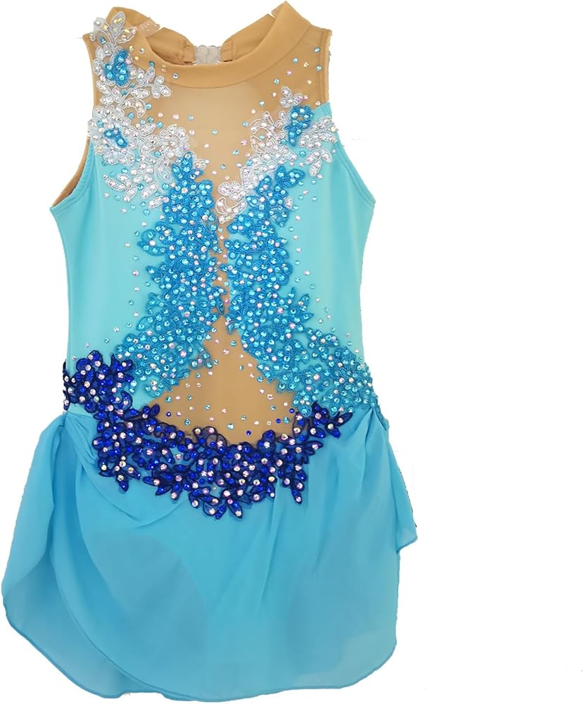 Girl's Blue Lyrical Dance Dress Professional Customized Performance Dress for Modern and Pole Dance