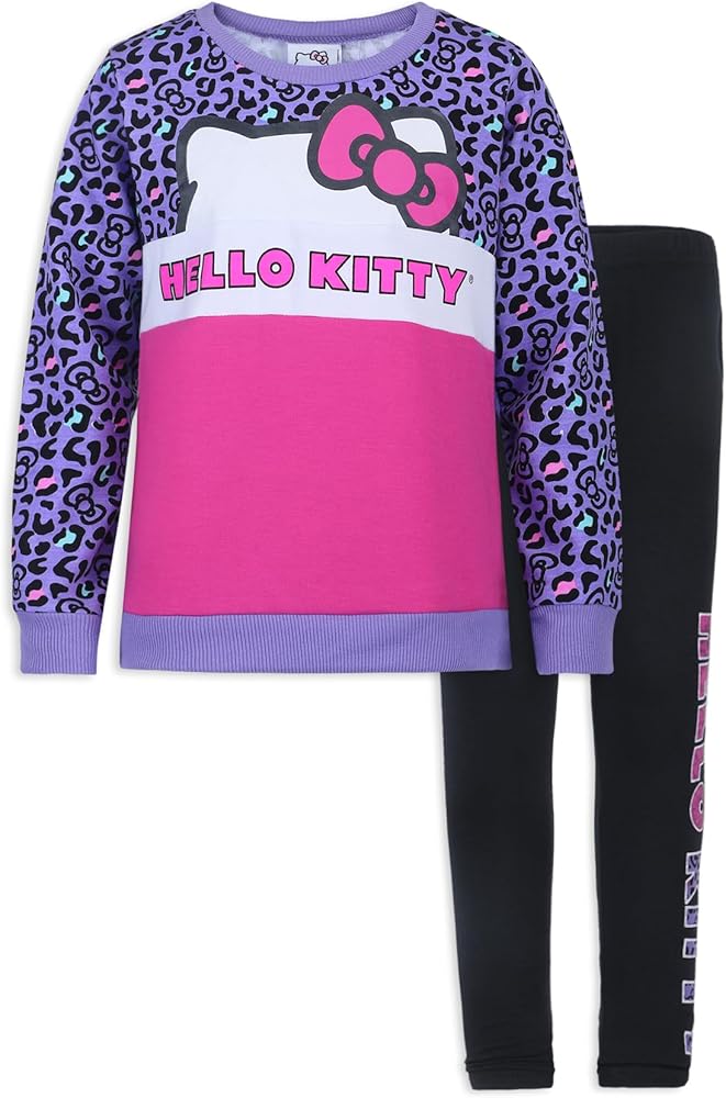 Hello Kitty Girls 2 Piece Sweatshirt and Legging Set for Toddler, Little and Big Girls