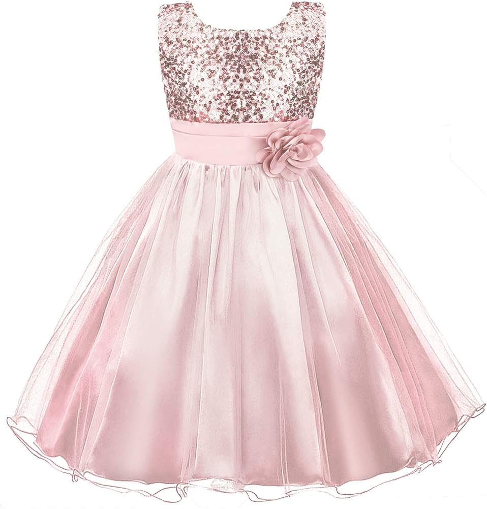 Acecharming Girls Dresses Sequin Flower Girls Party Dress Bridesmaid Ball Gown Wedding Tulle 3-10 Years