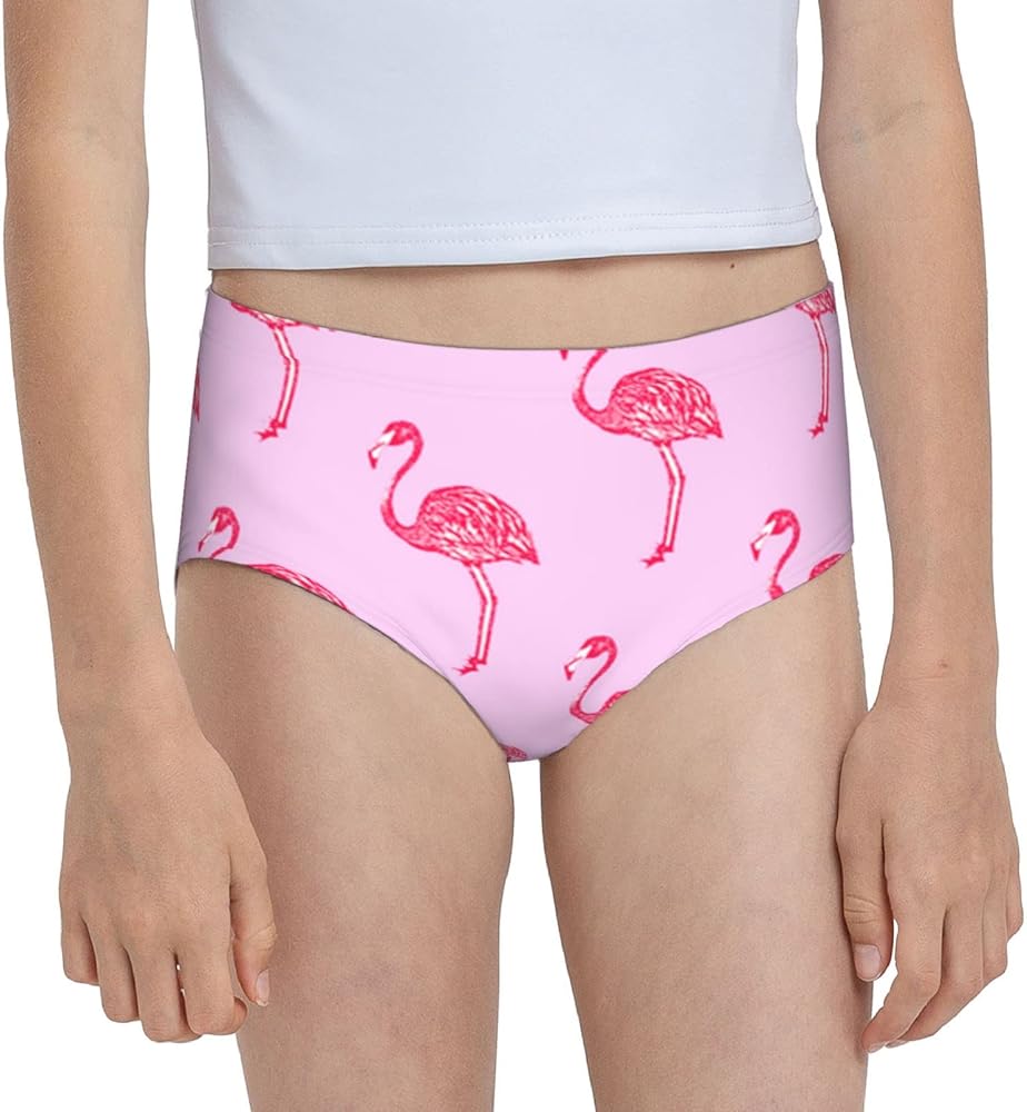 Augenstern Cotton Underwear Pink Flamingo Together Girls'Briefs Soft Underpants