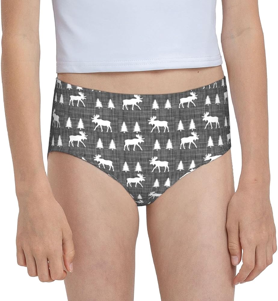 Augenstern Cotton Underwear Moose Trot Vintage Grey Girls'Briefs Soft Underpants