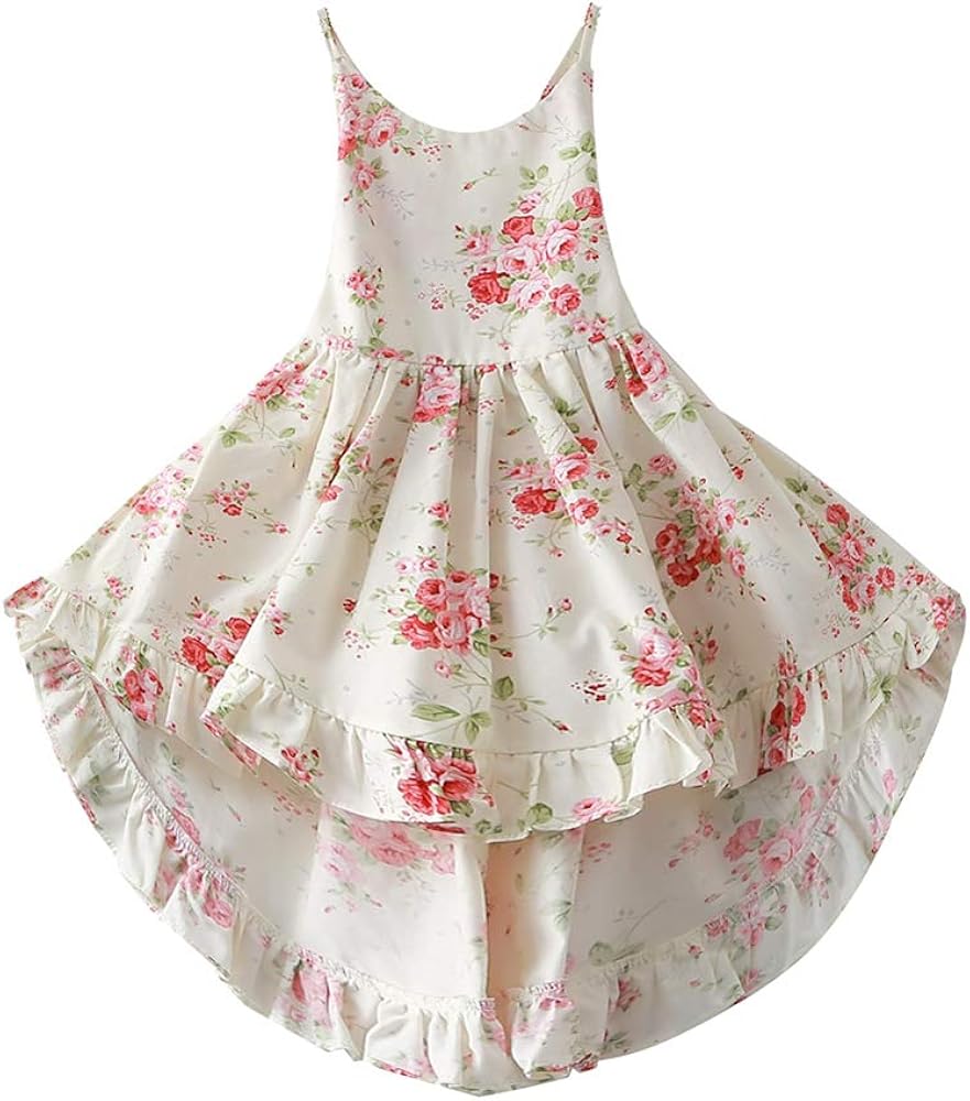 Summer Girl Lace Bandage Backless Dress Sweet Floral Print Casual Dress