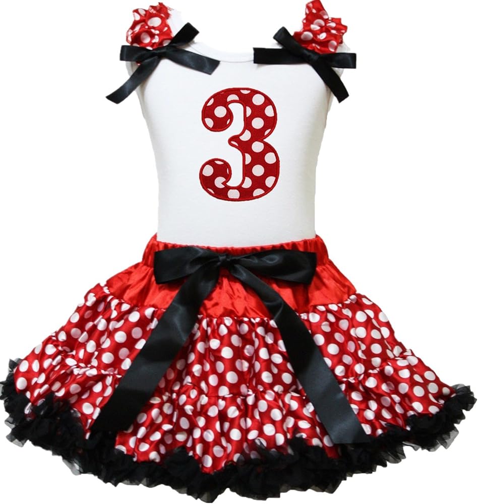 Petitebella Red Dots 1st to 6th White Shirt Red Dots Petti Skirt Outfit 1-8y