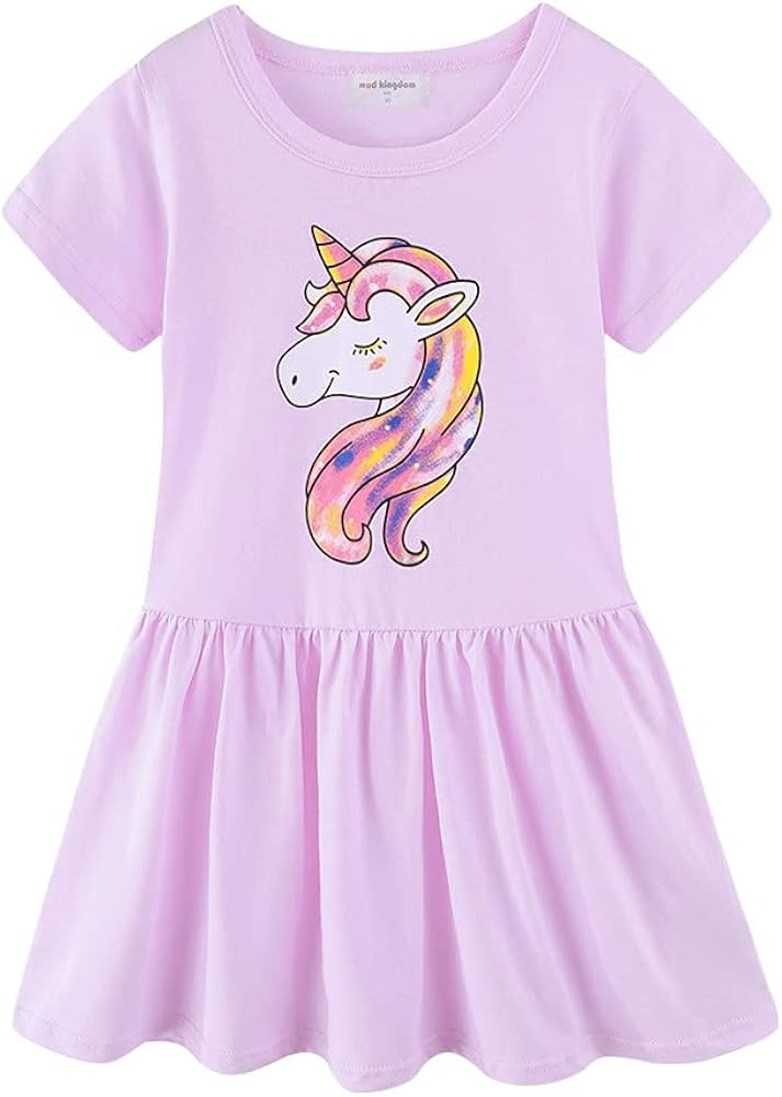 Mud Kingdom Little Girls Cotton Dresses Holiday Cute Cartoon Prints