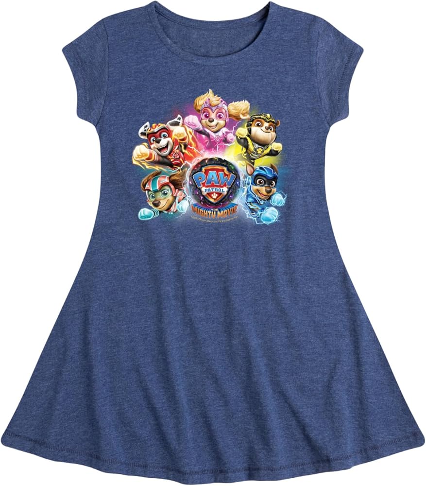 HYBRID APPAREL - Paw Patrol The Movie - Mighty Movie Character Group - Toddler & Youth Girls Fit & Flare Dress