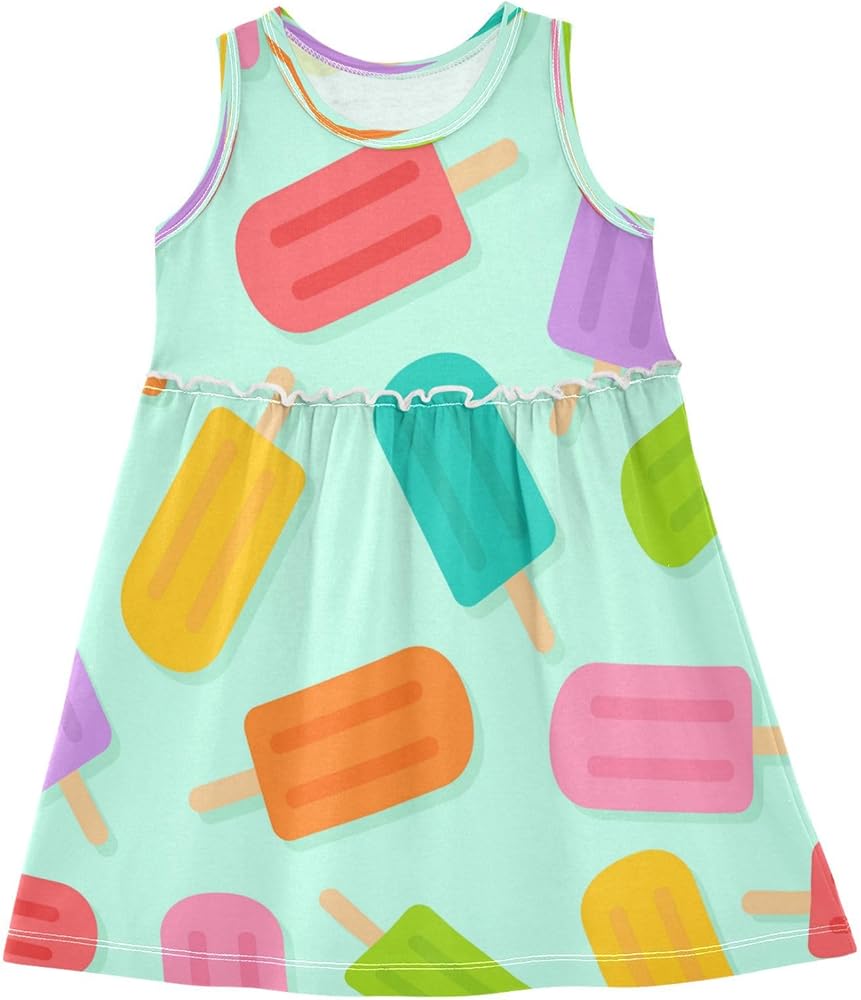 Colorful Popsicles Shadow Girls Dress Kids Toddler Casual Dresses Summer Dresses 2T