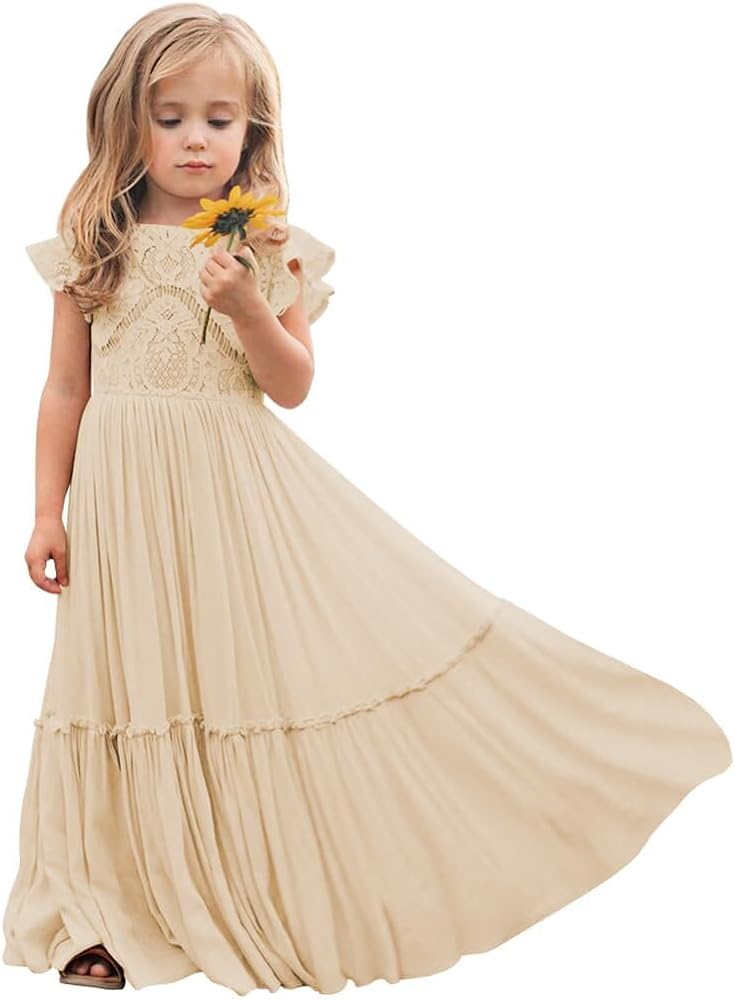 Kids Flower Girl Dress for Wedding Junior Bridesmaid Dress Lace Chiffon Pageant Dresses for Girls Party Gowns