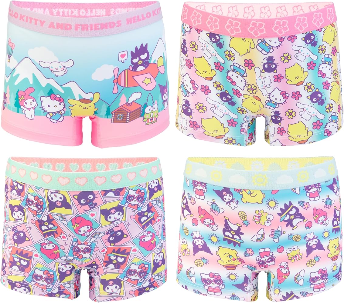 Hello Kitty Girls' 100% Combed Cotton Underwear Panties and Exclusive Boyshorts in 2/3t, 4t, 4, 6 and 8