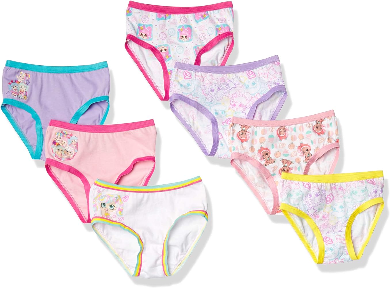 Kindi Kids Girls' Amazon Exclusive 7-Pack 100% Combed Cotton Panties in Sizes 2/3t, 4t, 4 & 8