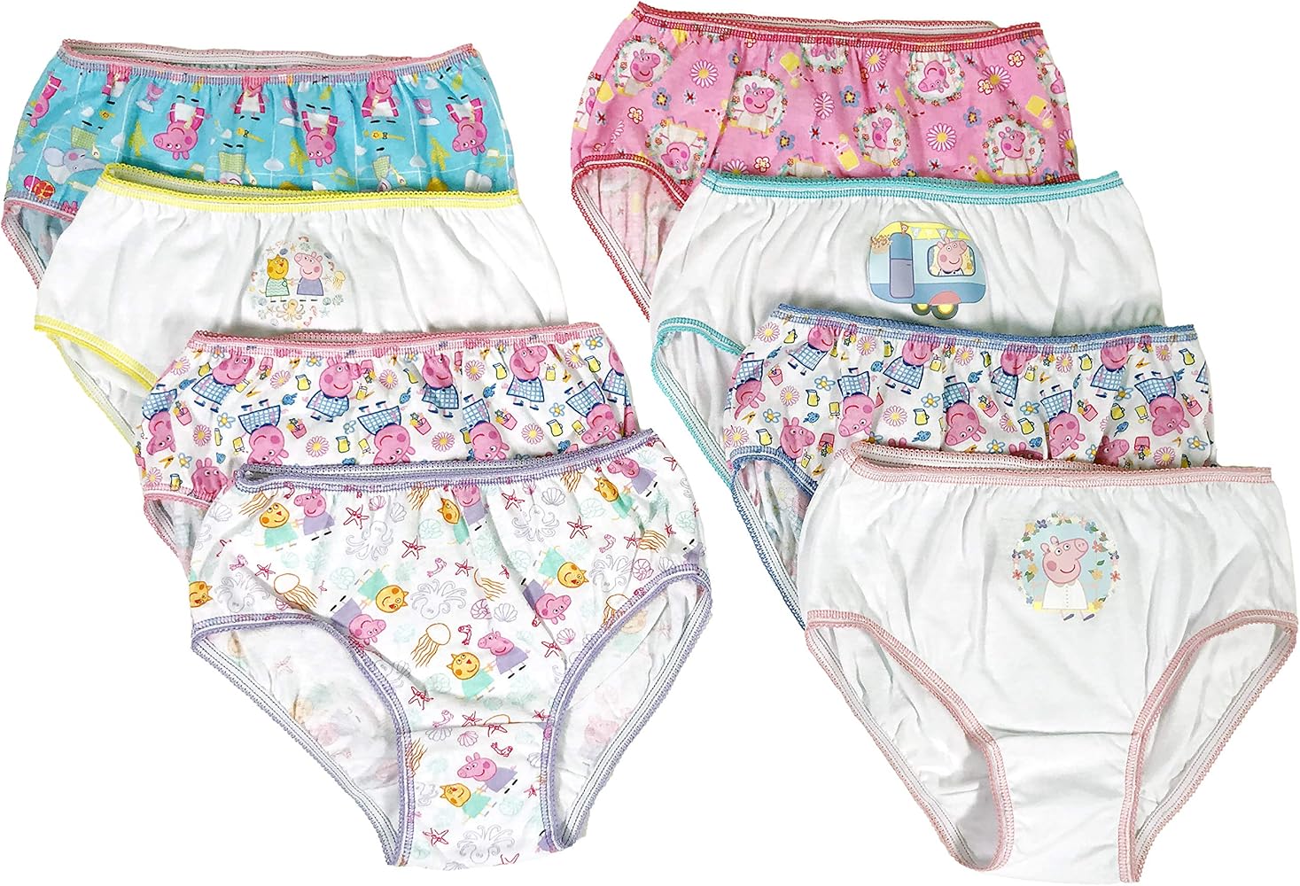 Handcraft Peppa Pig Girls Panties Underwear - 8-Pack Toddler/Little Kid/Big Kid Size Briefs, 2T/3T Multicolor