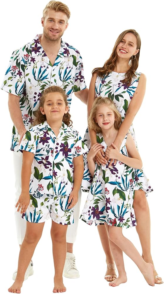 Matchable Family Hawaiian Luau Men Women Girl Boy Clothes in Purple Orchid