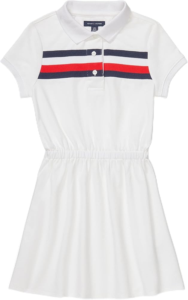 Tommy Hilfiger Girls' Adaptive Icon Stripe Polo Dress with Magnetic Closure